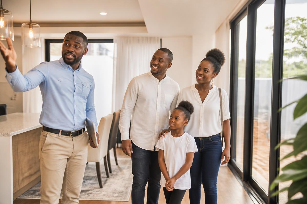 A SWADEK representative showing a Kenyan family a verified home